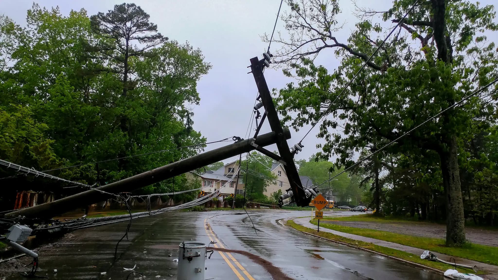 fallen telephone poll